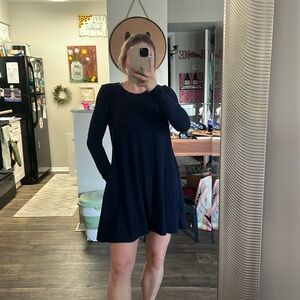 navy long sleeve dress with pockets